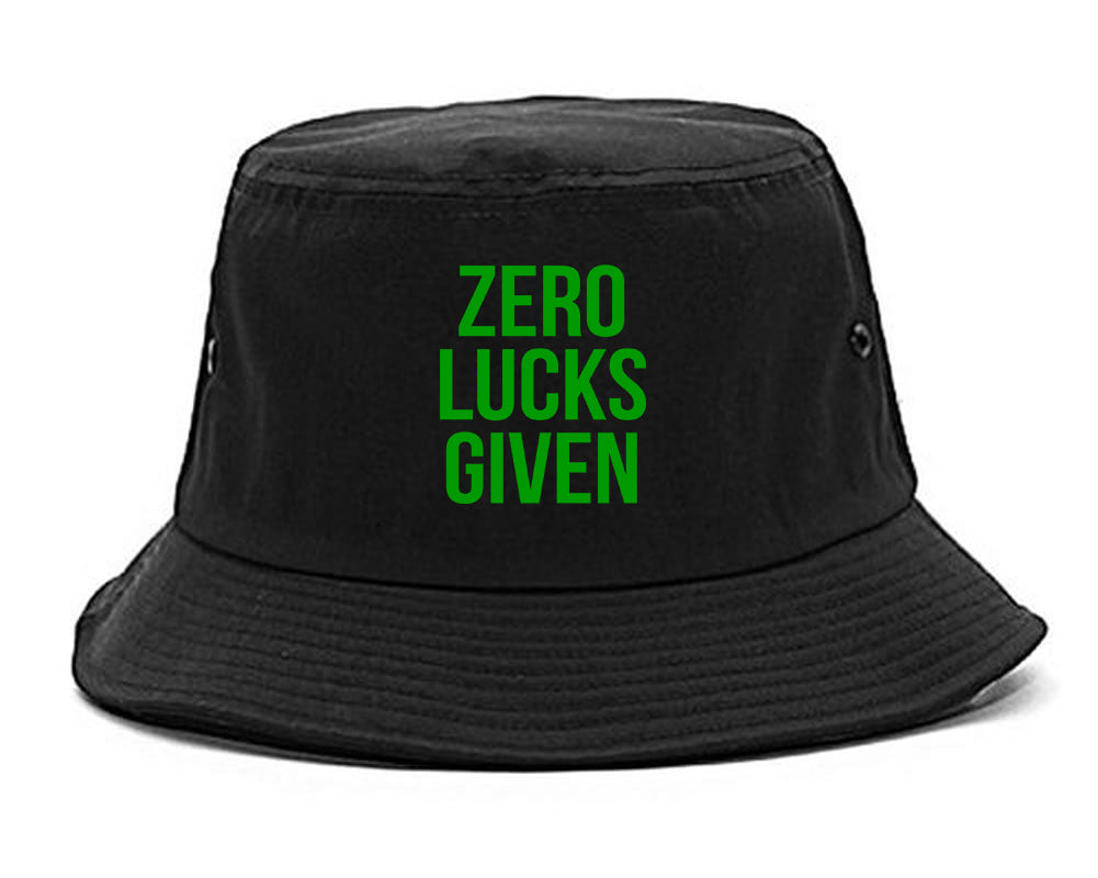 Zero Lucks Given Funny St Patricks Day Mens Bucket Hat Black