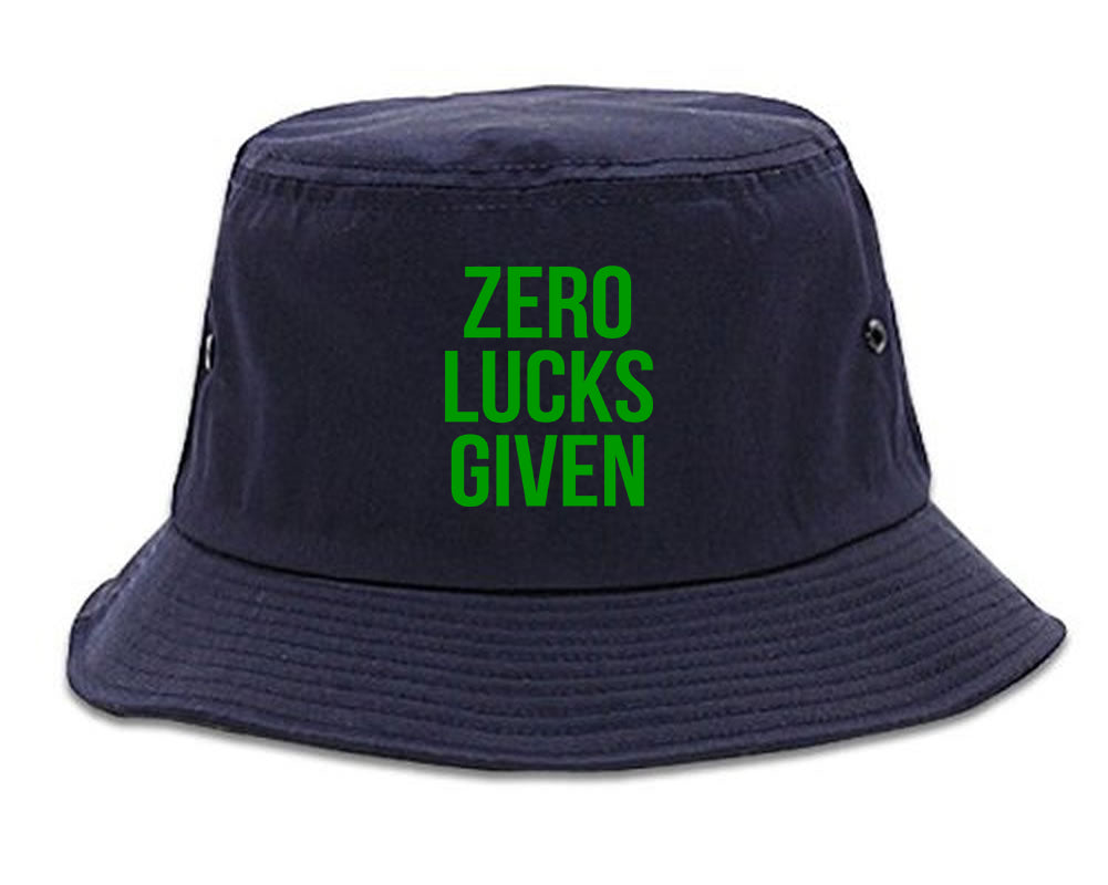 Zero Lucks Given Funny St Patricks Day Mens Bucket Hat Navy Blue