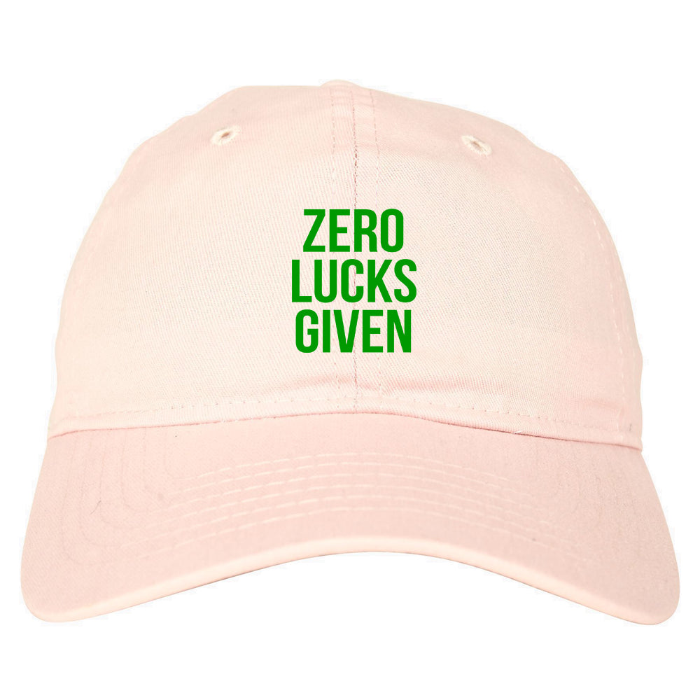 Zero Lucks Given Funny St Patricks Day Mens Dad Hat Pink