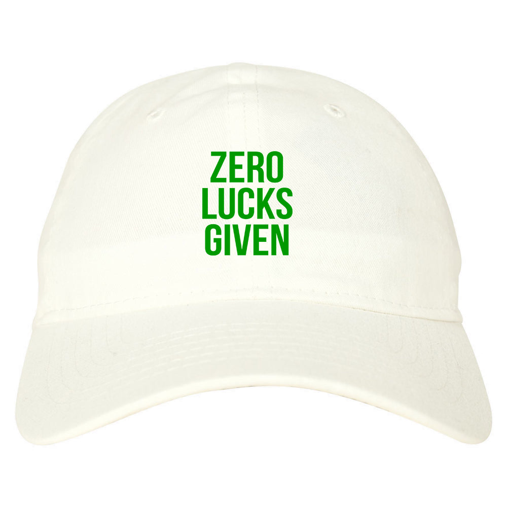 Zero Lucks Given Funny St Patricks Day Mens Dad Hat White