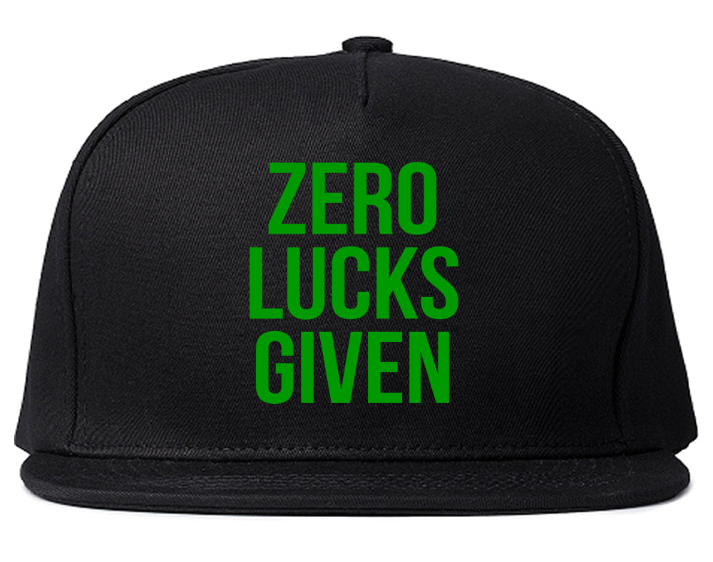 Zero Lucks Given Funny St Patricks Day Mens Snapback Hat Black