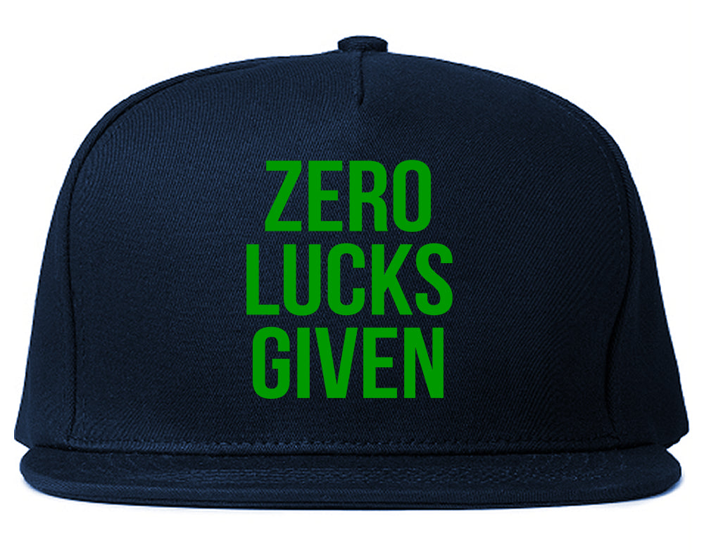 Zero Lucks Given Funny St Patricks Day Mens Snapback Hat Navy Blue