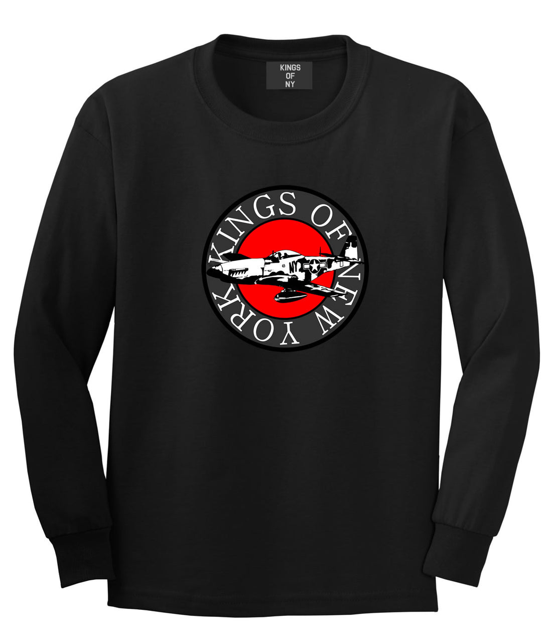 Kings Of NY Airplane World War Long Sleeve T-Shirt in Black