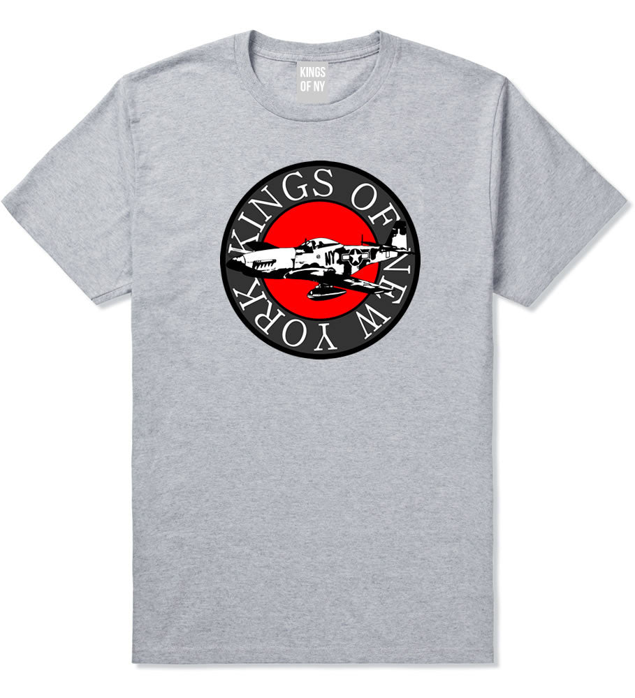 Kings Of NY Airplane World War  T-Shirt in Grey