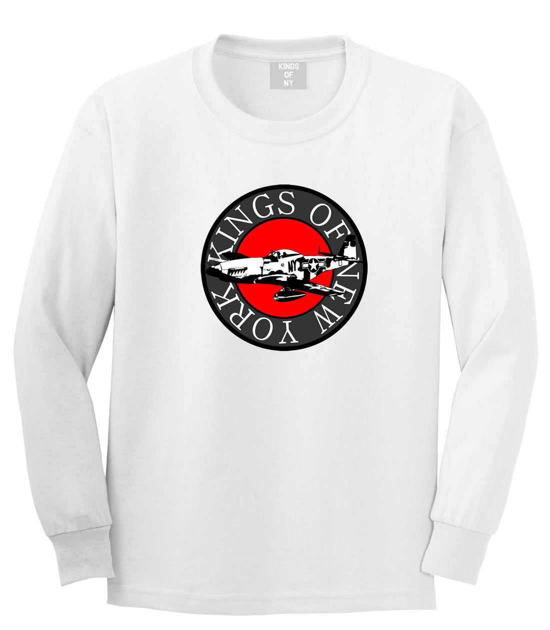 Kings Of NY Airplane World War Long Sleeve T-Shirt in White