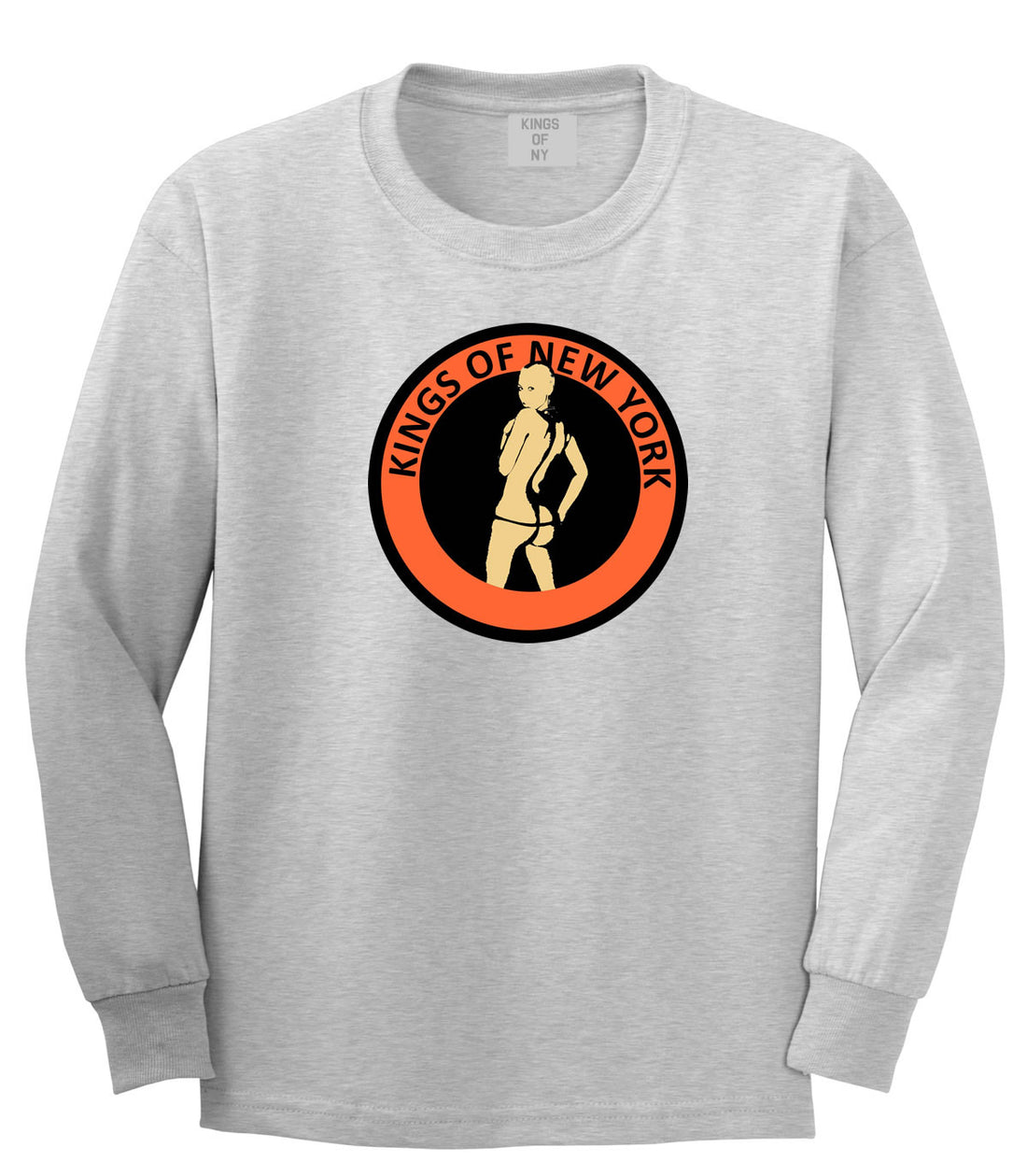 Amber Logo Rose Twerk Butt New York Style Long Sleeve T-Shirt In Grey by Kings Of NY