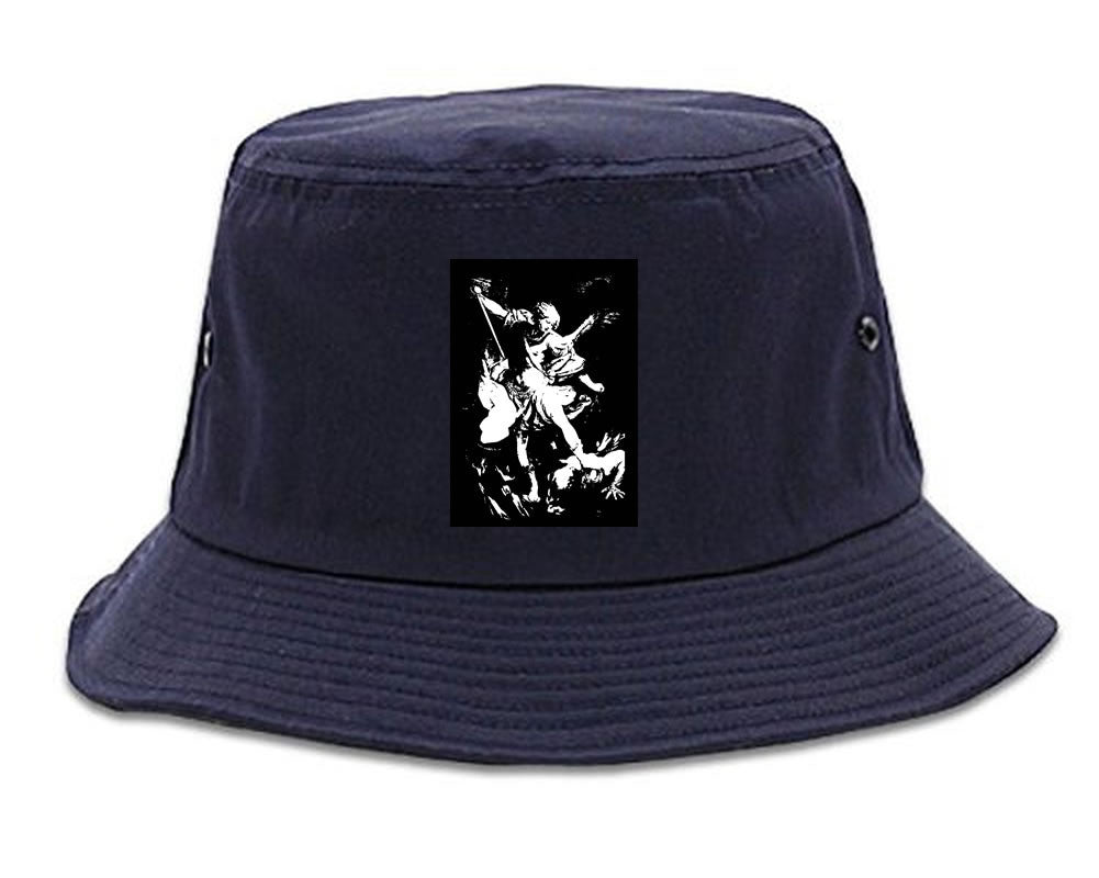 Angel Of Death Ancient Goth Myth Bucket Hat in Navy Blue By Kings Of NY
