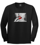  Angelina Red by Kings Of NY Lips Jolie Sexy Hot Picture Long Sleeve Boys Kids T-Shirt In Black by Kings Of NY