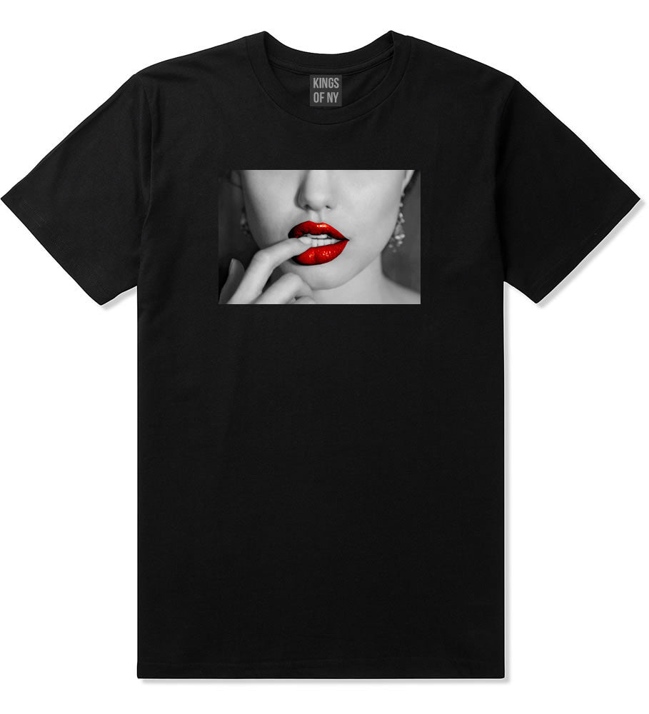  Angelina Red by Kings Of NY Lips Jolie Sexy Hot Picture Boys Kids T-Shirt tshirt In Black by Kings Of NY