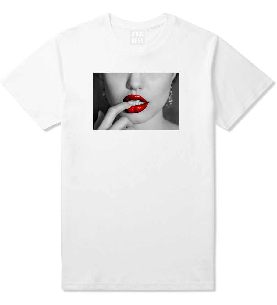  Angelina Red by Kings Of NY Lips Jolie Sexy Hot Picture T-Shirt tshirt In White by Kings Of NY
