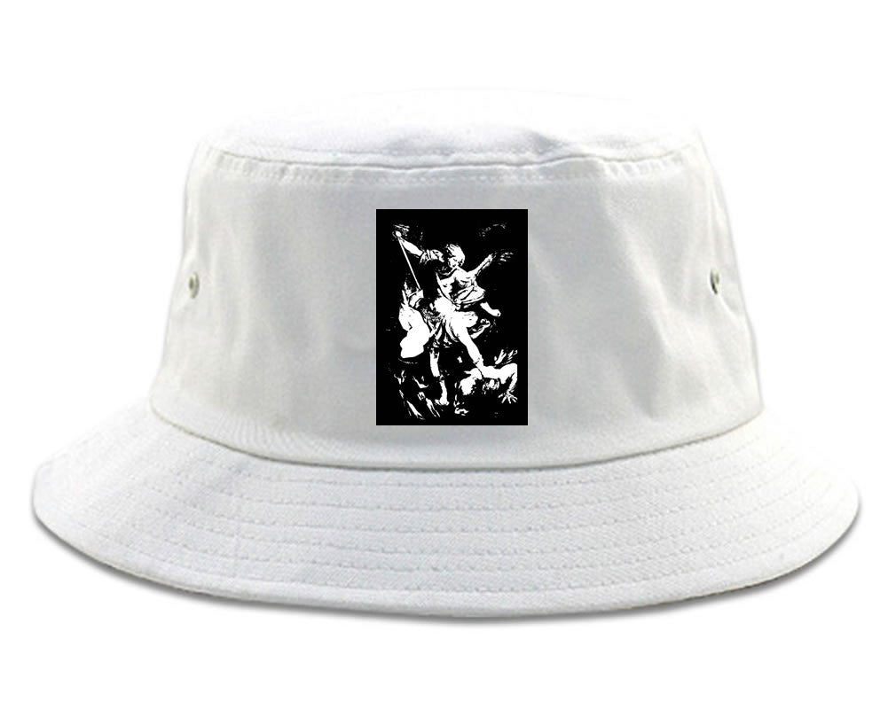 Angel Of Death Ancient Goth Myth Bucket Hat in White By Kings Of NY