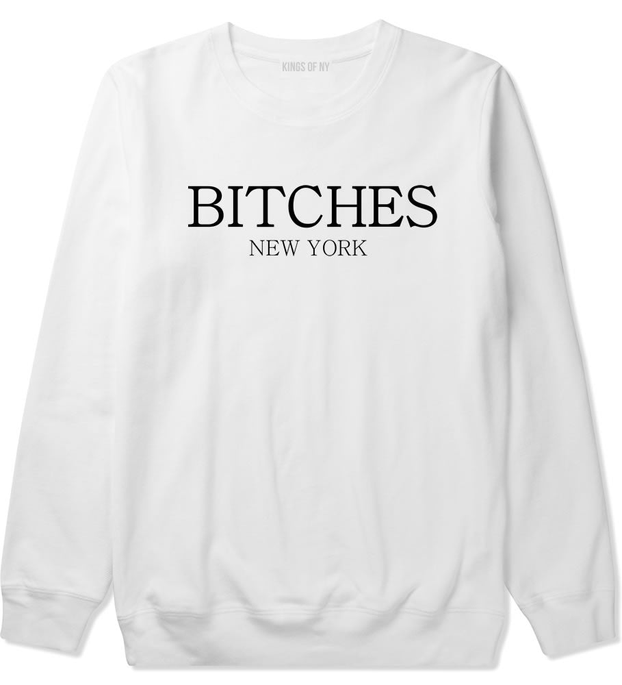  Bitches New York Crewneck Sweatshirt in White by Kings Of NY