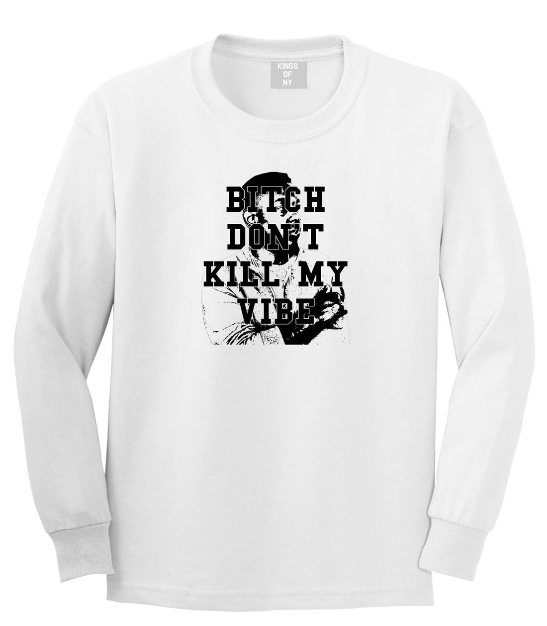 Bitch Dont Kill My Vibe Kendrick Long Sleeve Boys Kids T-Shirt in White by Kings Of NY