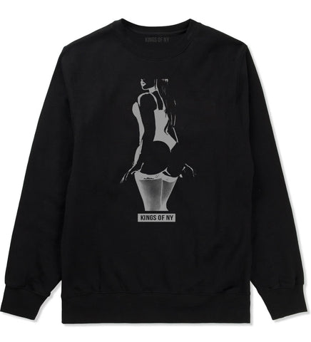 Stripper Booty Twerk Crewneck Sweatshirt in Black By Kings Of NY