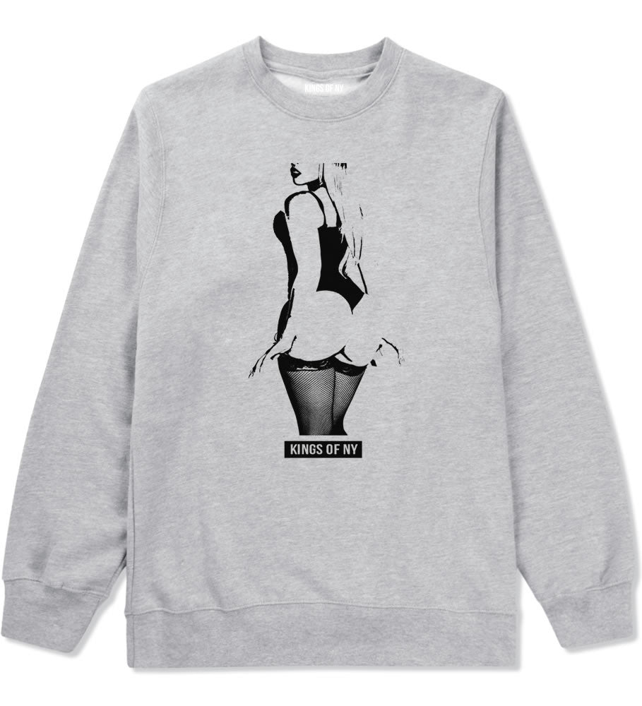 Stripper Booty Twerk Crewneck Sweatshirt in Grey By Kings Of NY