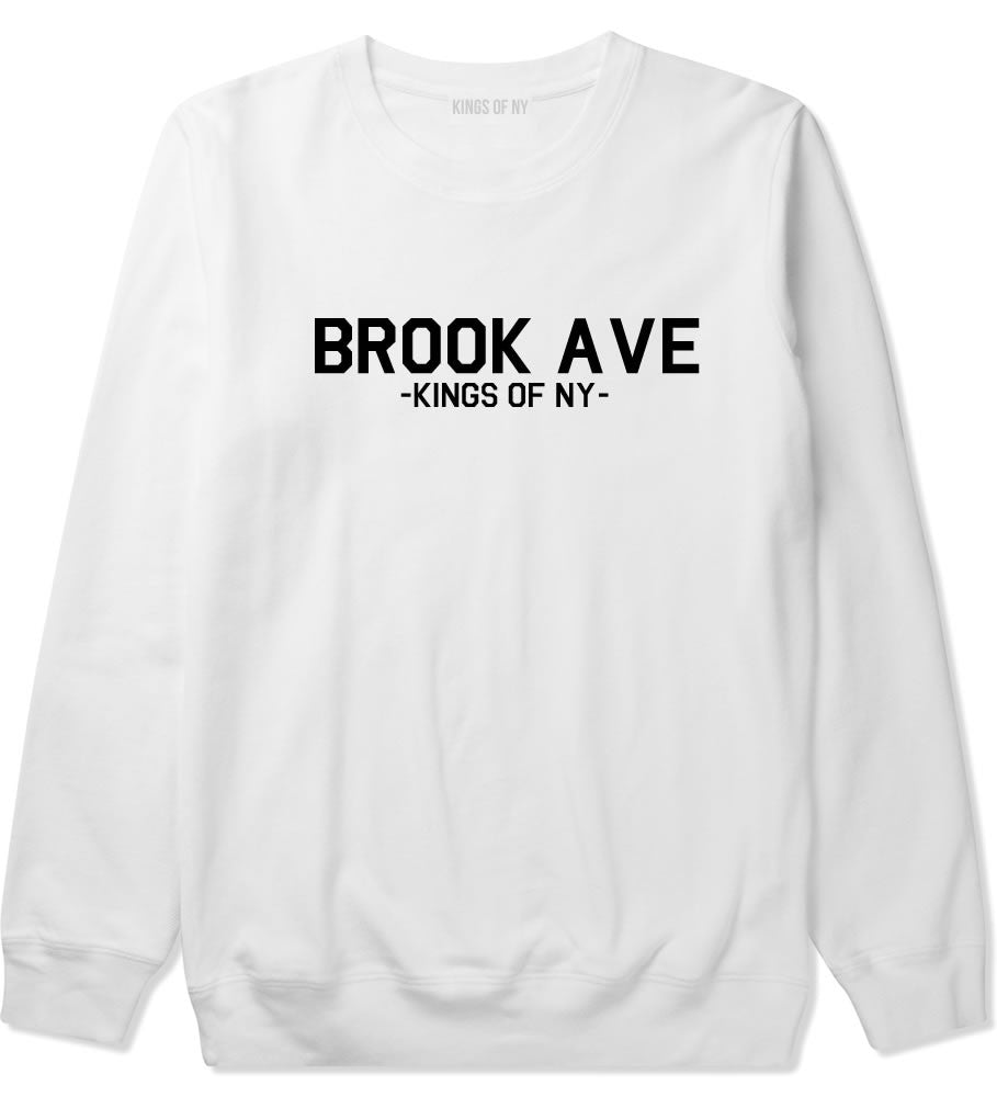Brook Ave South Bronx New York Crewneck Sweatshirt in White
