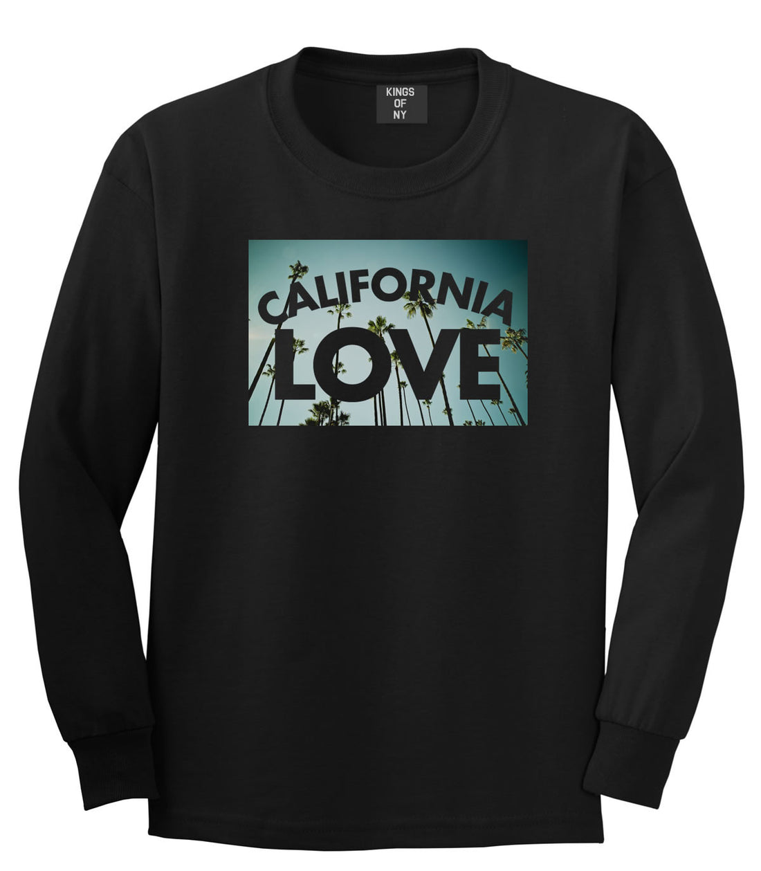 California Love Cali Palm Trees Long Sleeve T-Shirt in Black By Kings Of NY