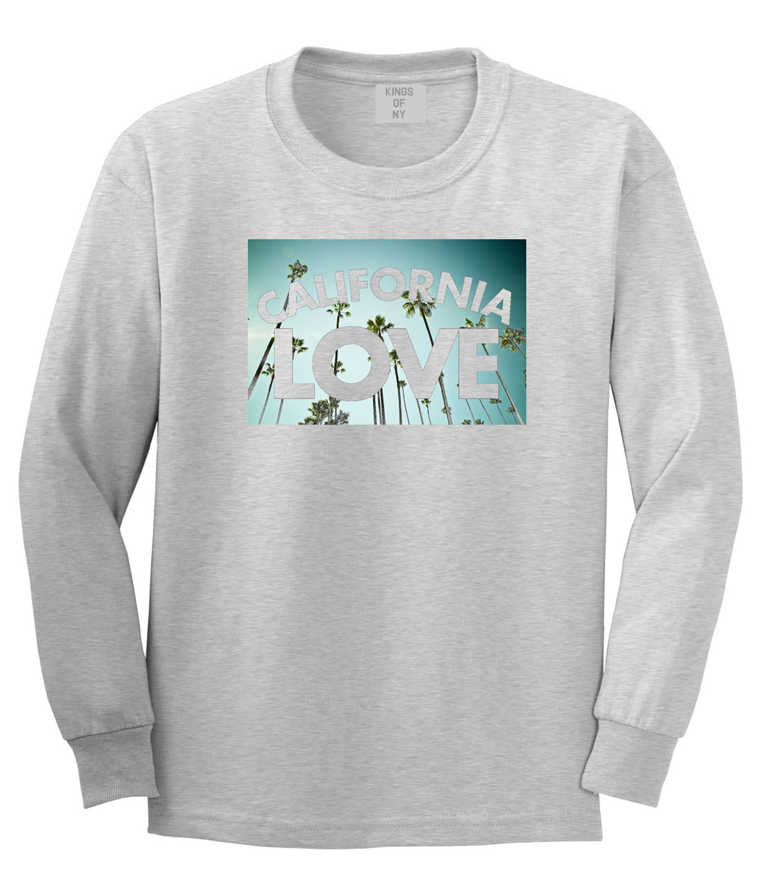 California Love Cali Palm Trees Long Sleeve T-Shirt in Grey By Kings Of NY