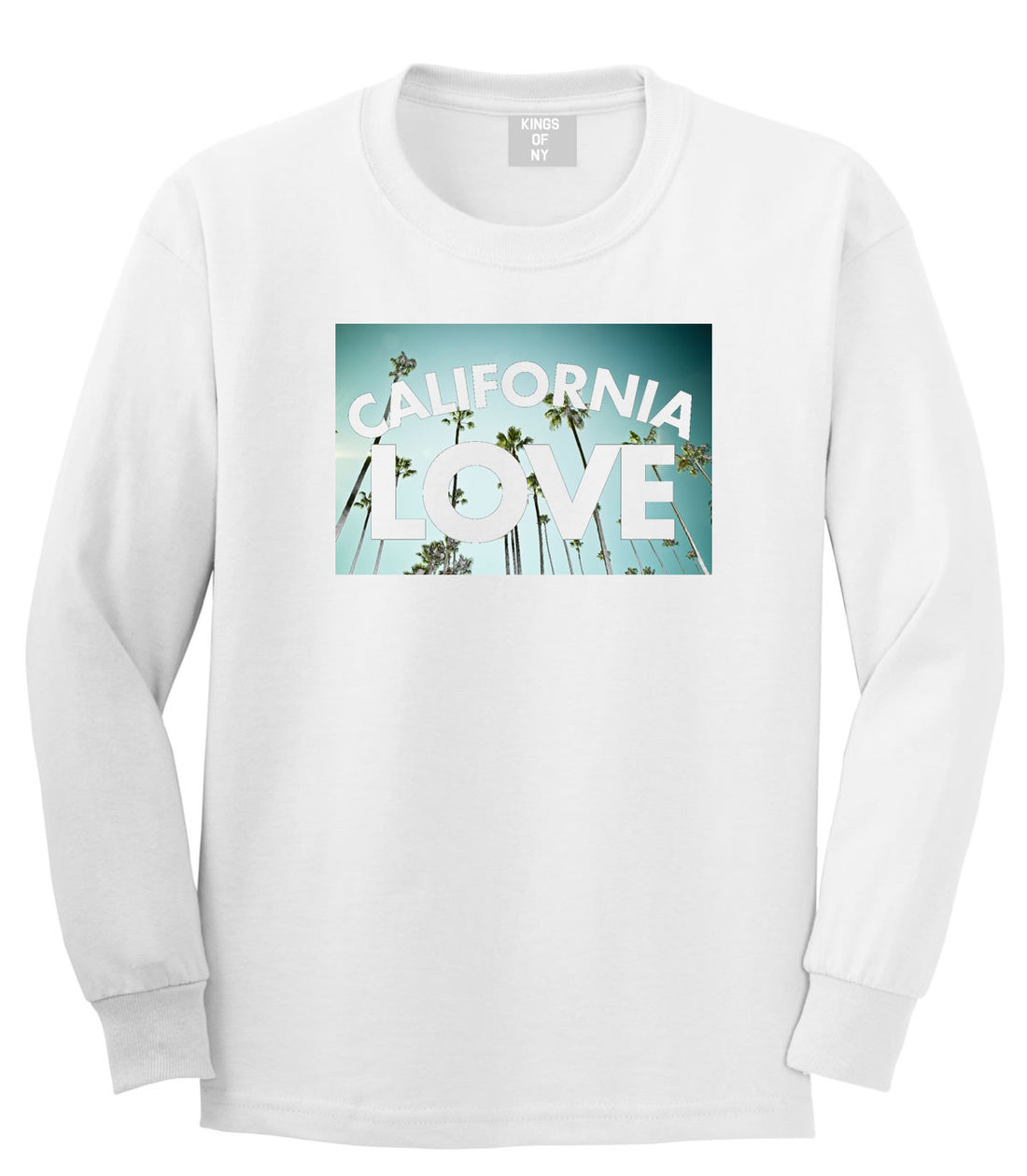 California Love Cali Palm Trees Long Sleeve T-Shirt in White By Kings Of NY