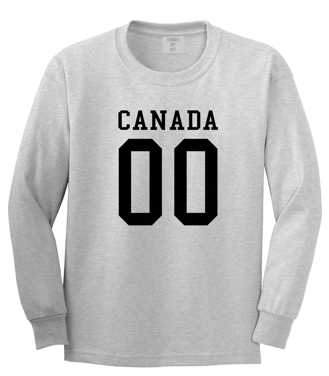 Canada Team 00 Jersey Long Sleeve T-Shirt in Grey By Kings Of NY