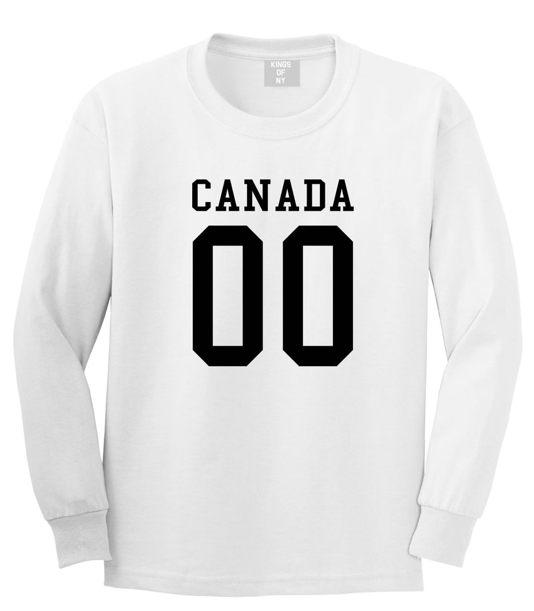 Canada Team 00 Jersey Long Sleeve T-Shirt in White By Kings Of NY