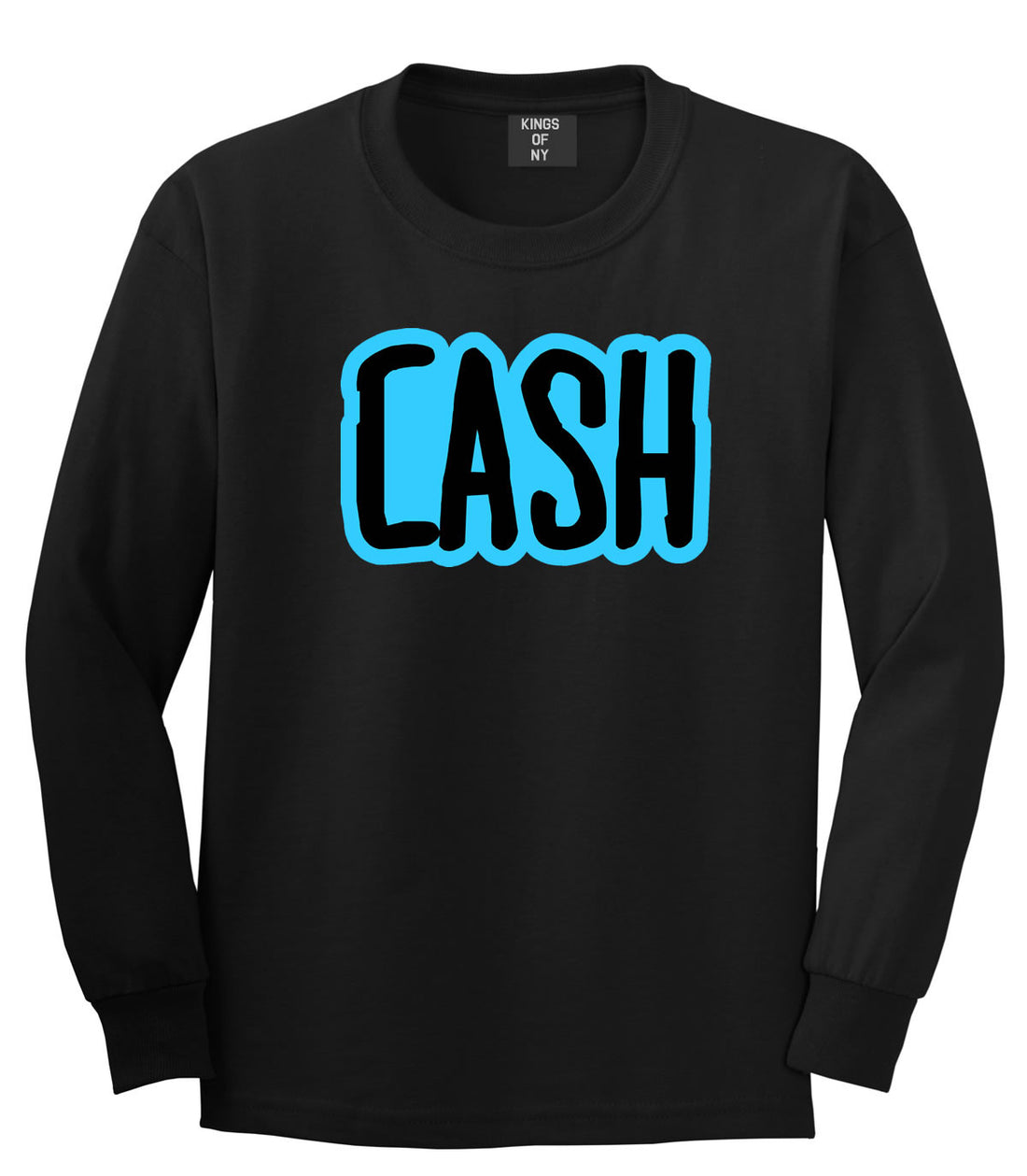 Cash Money Blue Lil Style Bird Wayne Man Long Sleeve T-Shirt In Black by Kings Of NY