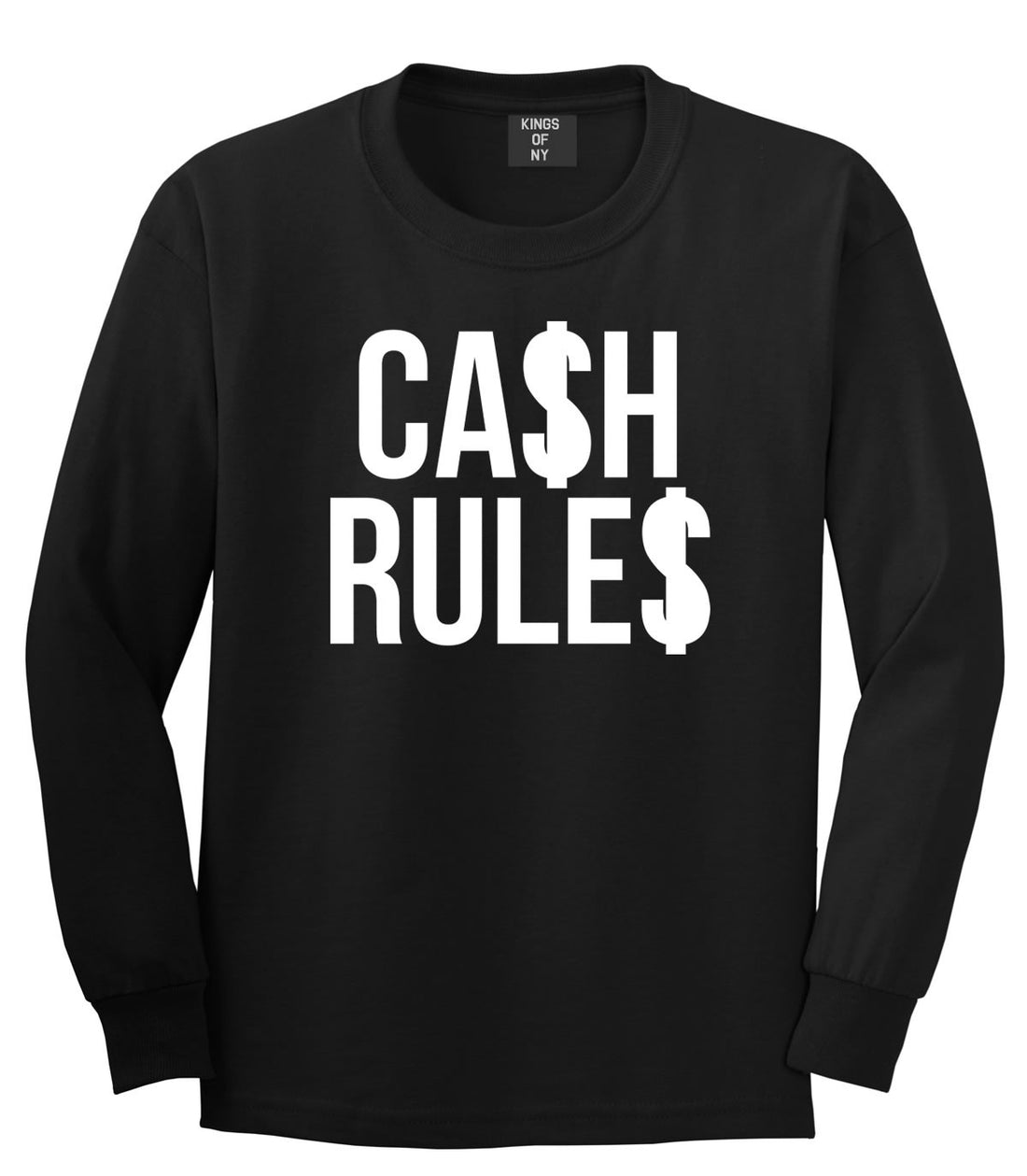 Cash Rules Long Sleeve T-Shirt in Black by Kings Of NY