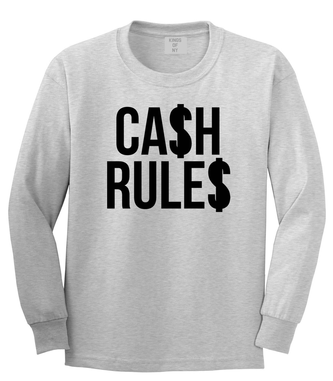 Cash Rules Long Sleeve T-Shirt in Grey by Kings Of NY