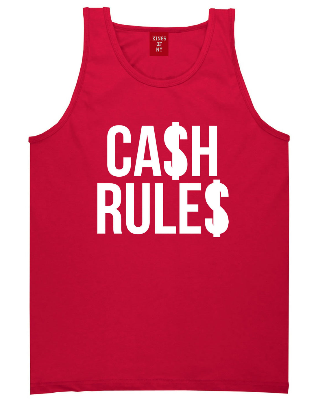 Cash Rules Tank Top in Red by Kings Of NY