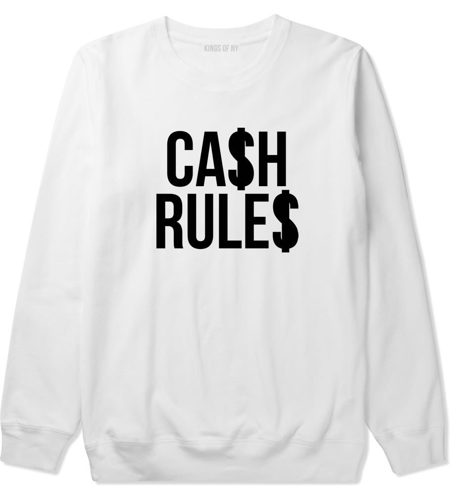 Cash Rules Crewneck Sweatshirt in White by Kings Of NY