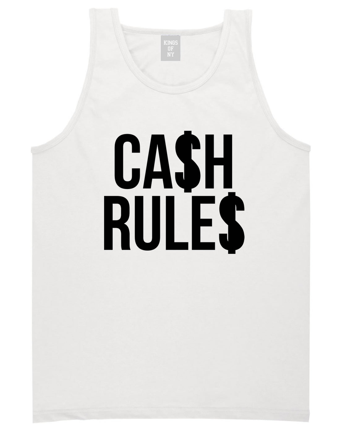Cash Rules Tank Top in White by Kings Of NY