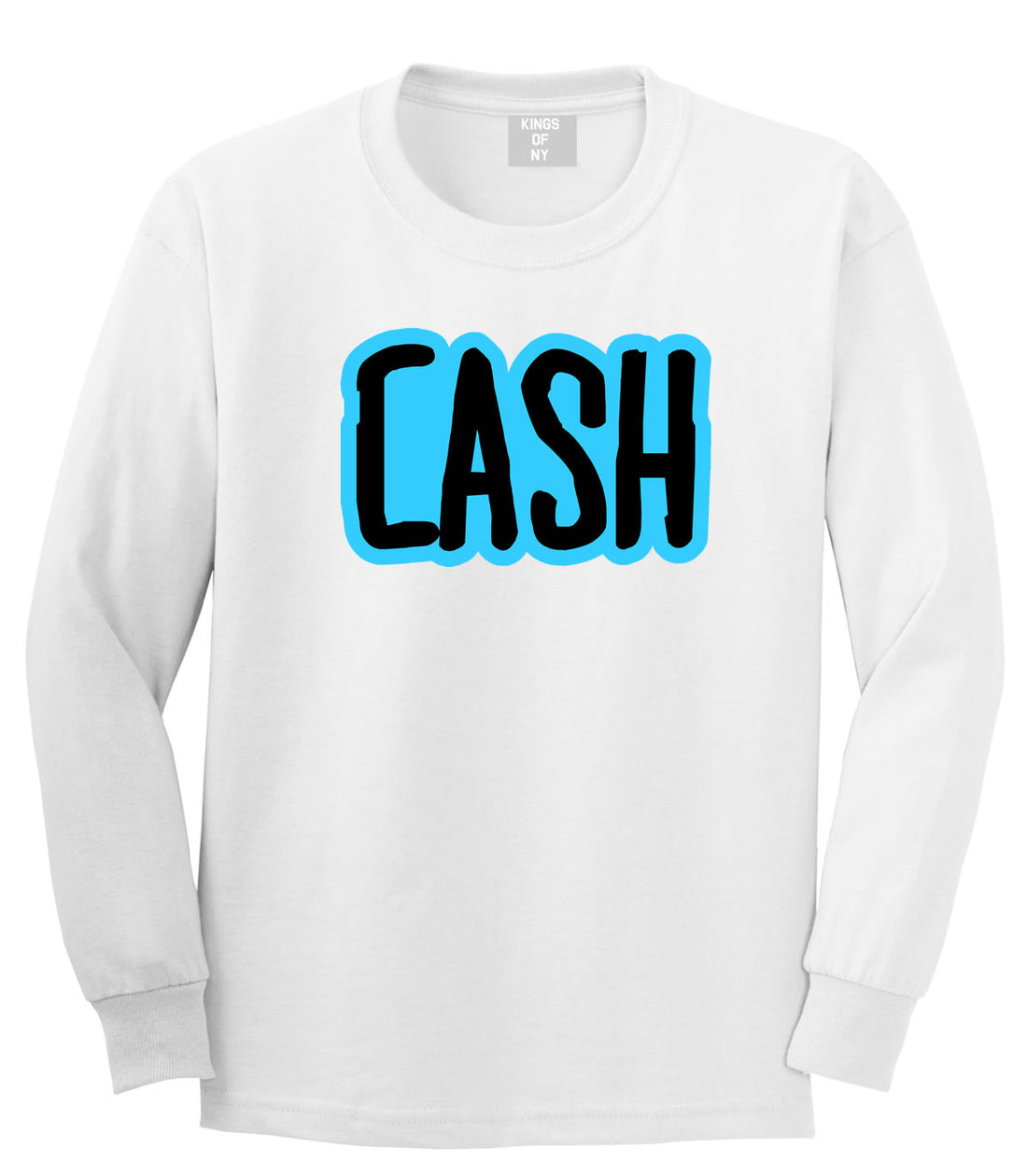 Cash Money Blue Lil Style Bird Wayne Man Long Sleeve T-Shirt in White by Kings Of NY