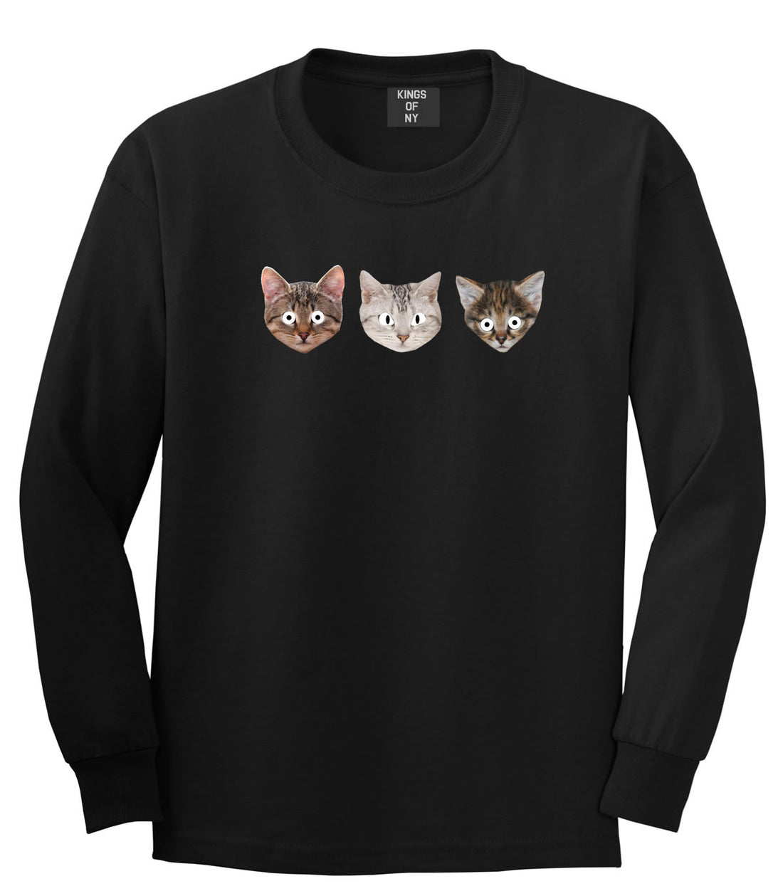 Cats Crazy Kittens Long Sleeve T-Shirt in Black By Kings Of NY