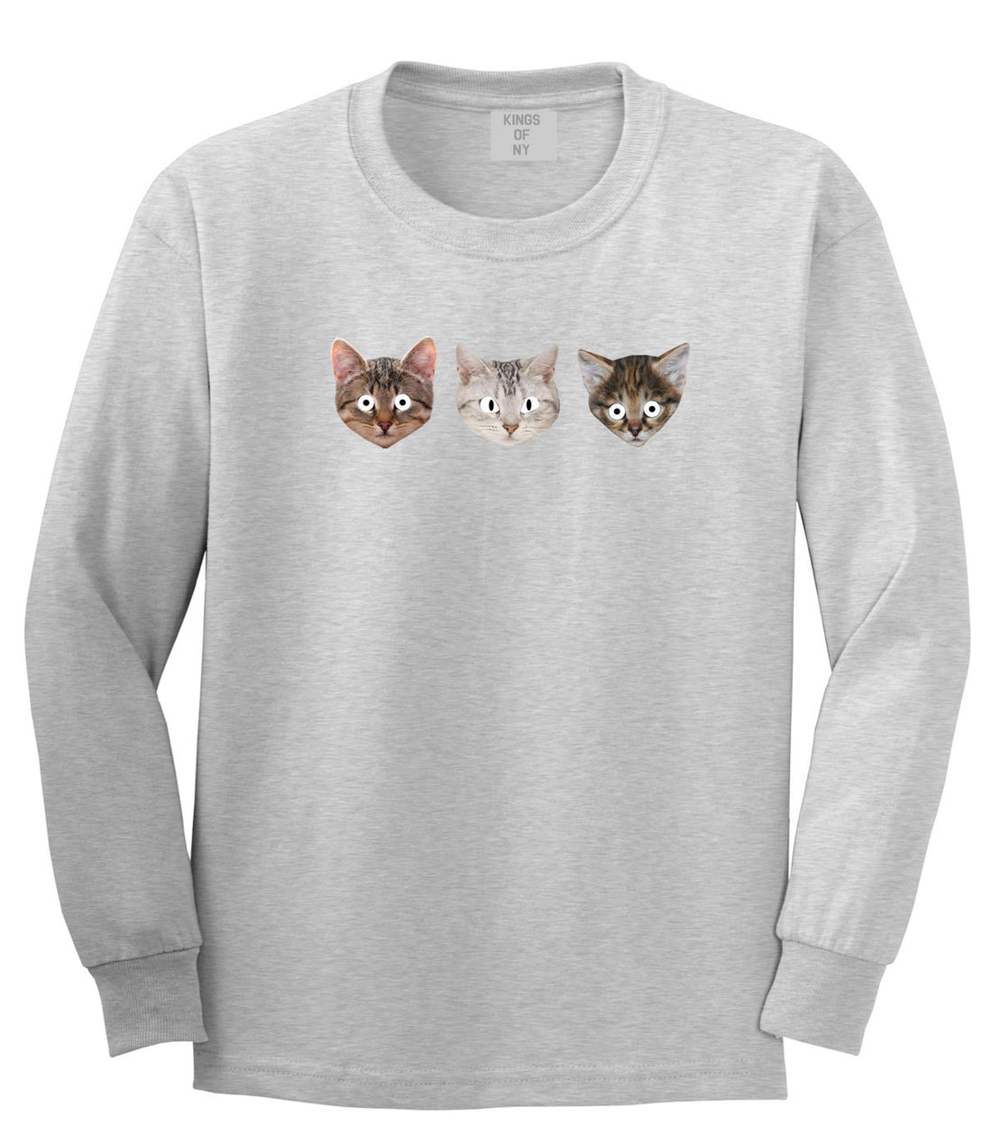 Cats Crazy Kittens Long Sleeve T-Shirt in Grey By Kings Of NY