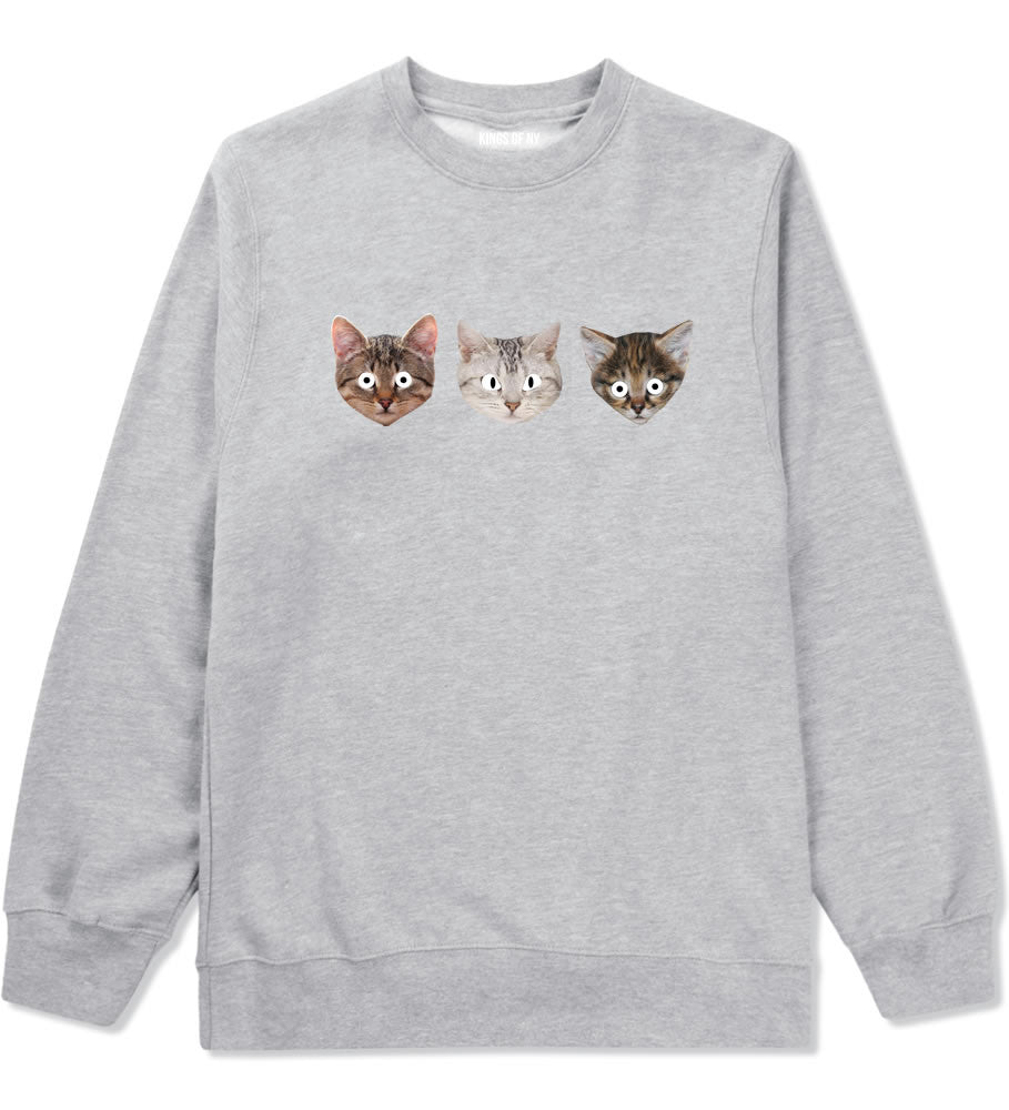 Cats Crazy Kittens Boys Kids Crewneck Sweatshirt in Grey By Kings Of NY