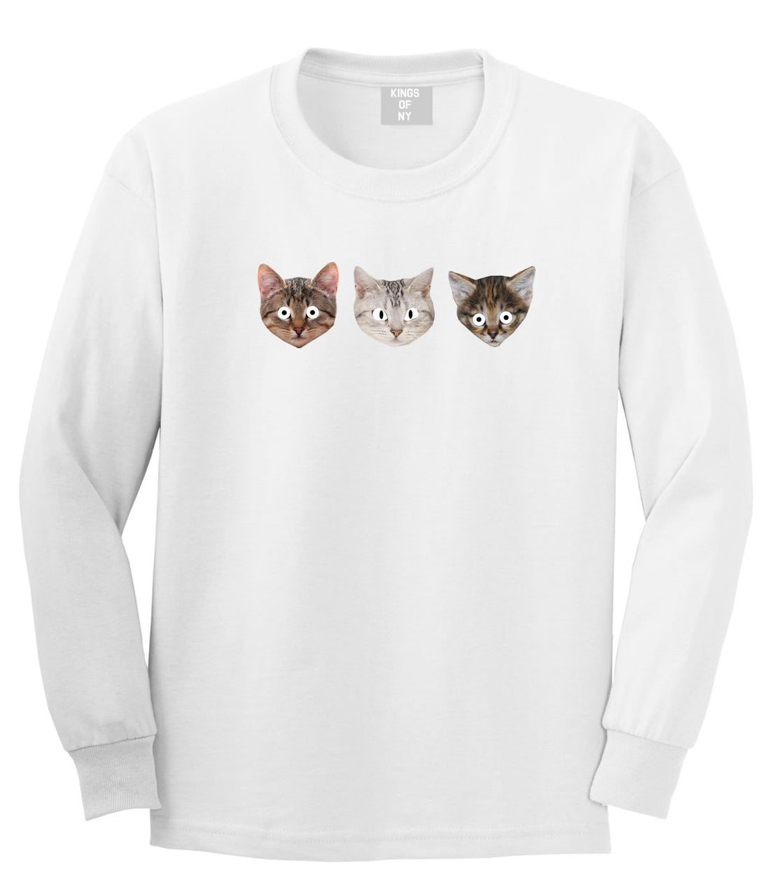 Cats Crazy Kittens Long Sleeve T-Shirt in White By Kings Of NY