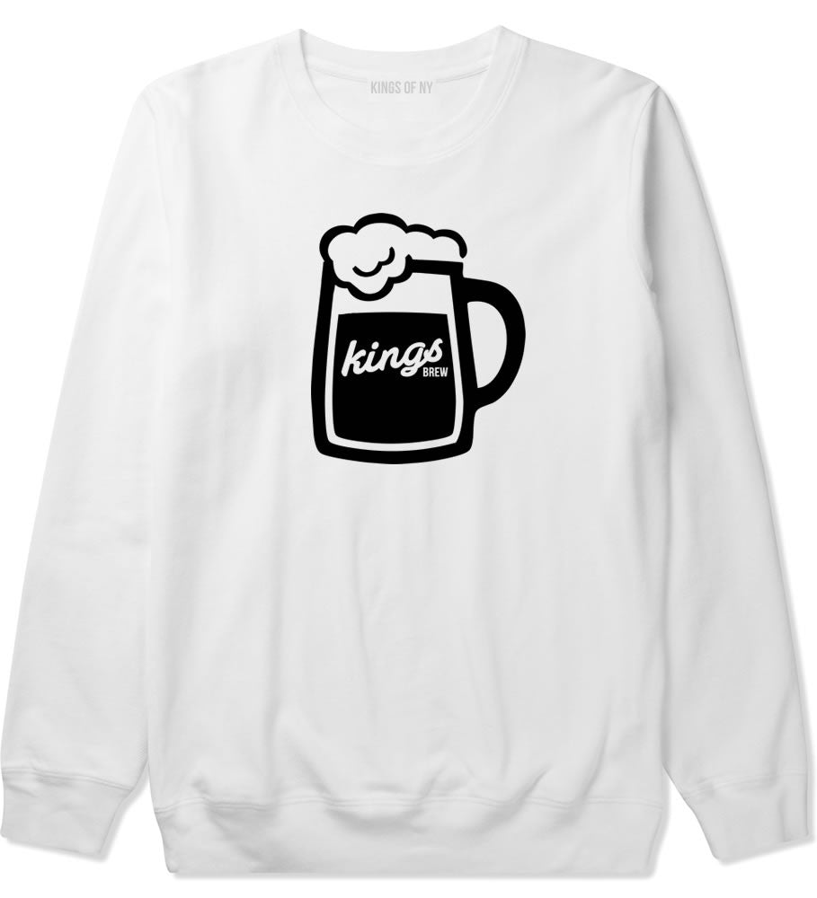 Beer Kings Drinker Party Crewneck Sweatshirt in White