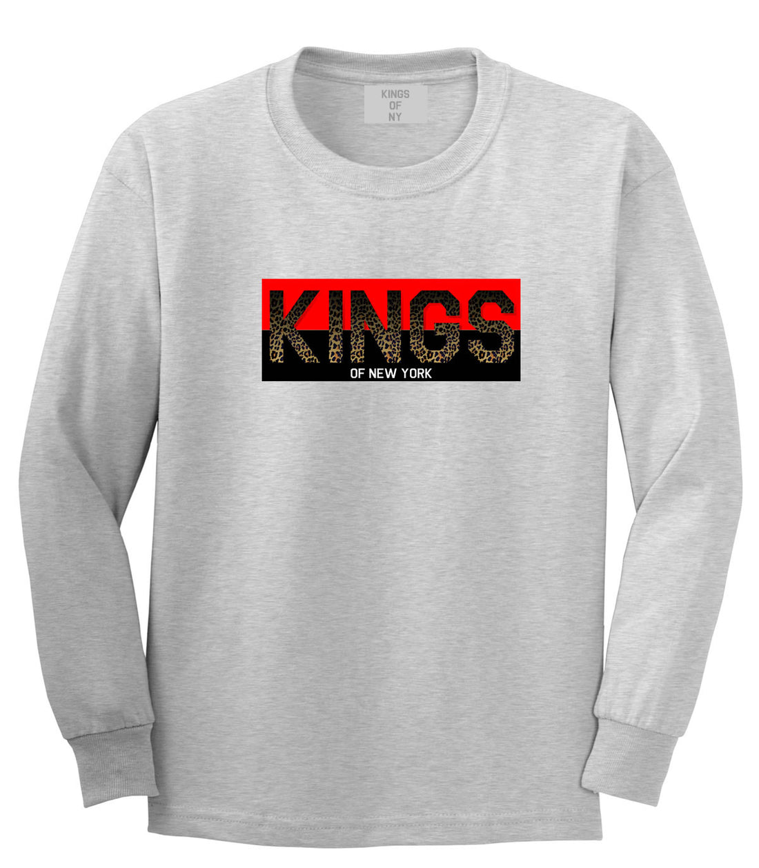 Kings Of NY Cheetah Print Long Sleeve T-Shirt in Grey