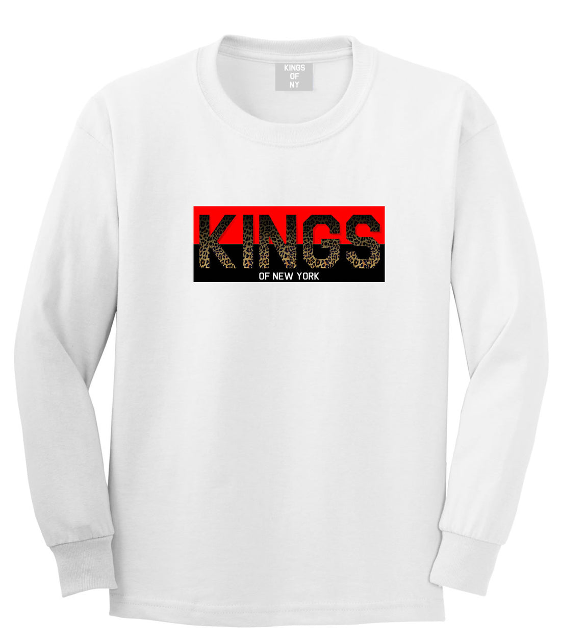 Kings Of NY Cheetah Print Long Sleeve T-Shirt in White