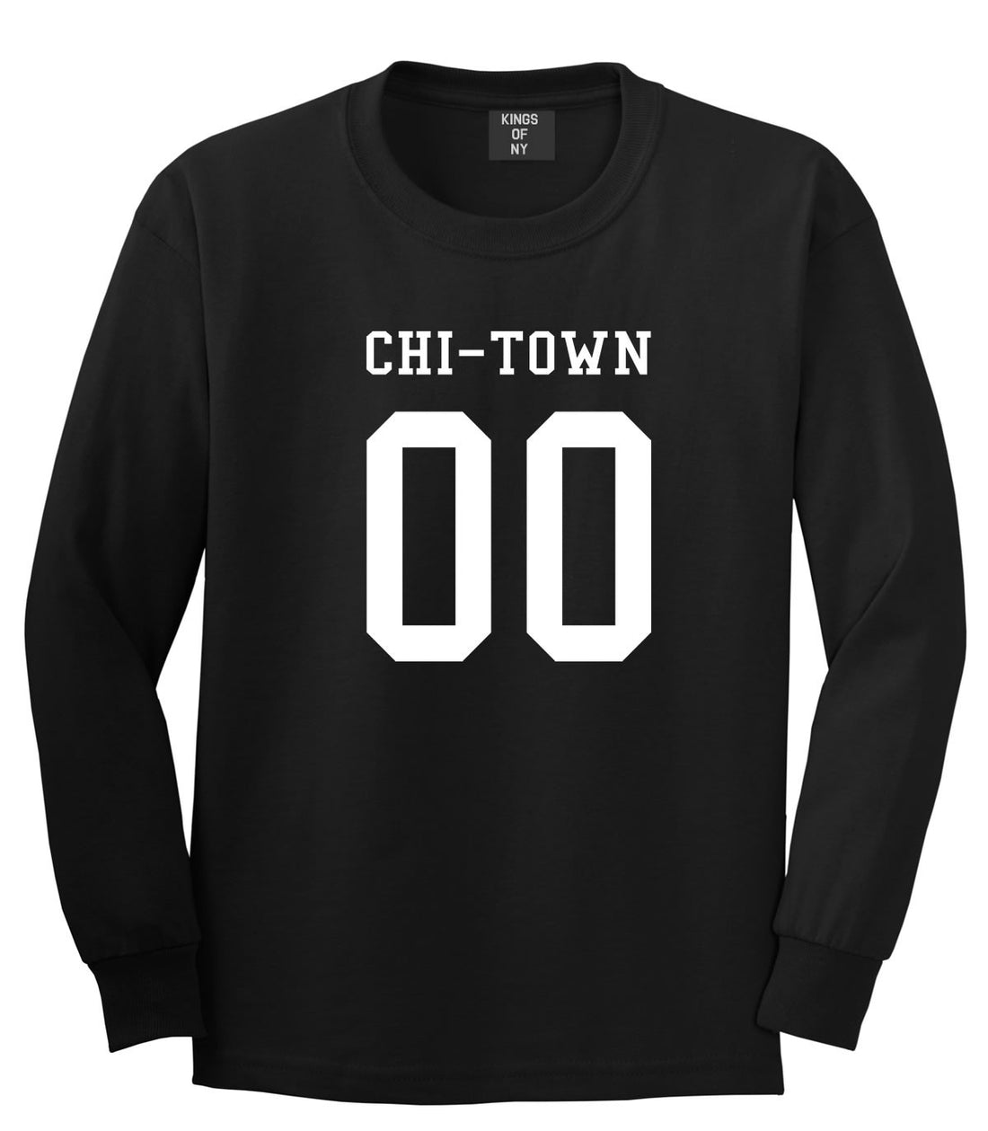Chitown Team 00 Chicago Jersey Long Sleeve T-Shirt in Black By Kings Of NY