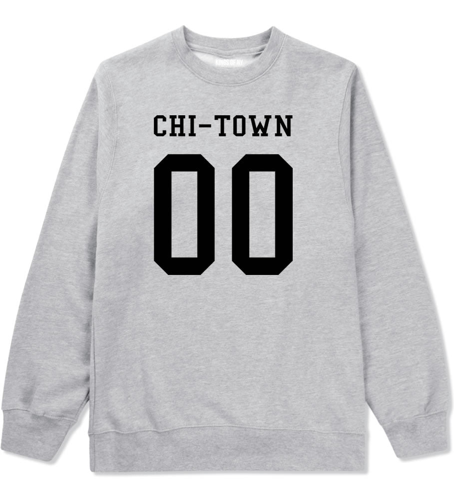 Chitown Team 00 Chicago Jersey Boys Kids Crewneck Sweatshirt in Grey By Kings Of NY