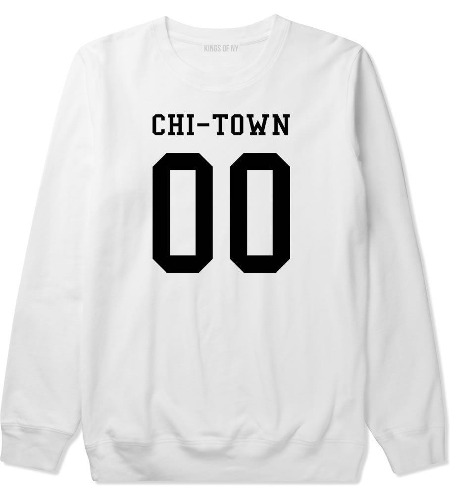 Chitown Team 00 Chicago Jersey Crewneck Sweatshirt in White By Kings Of NY