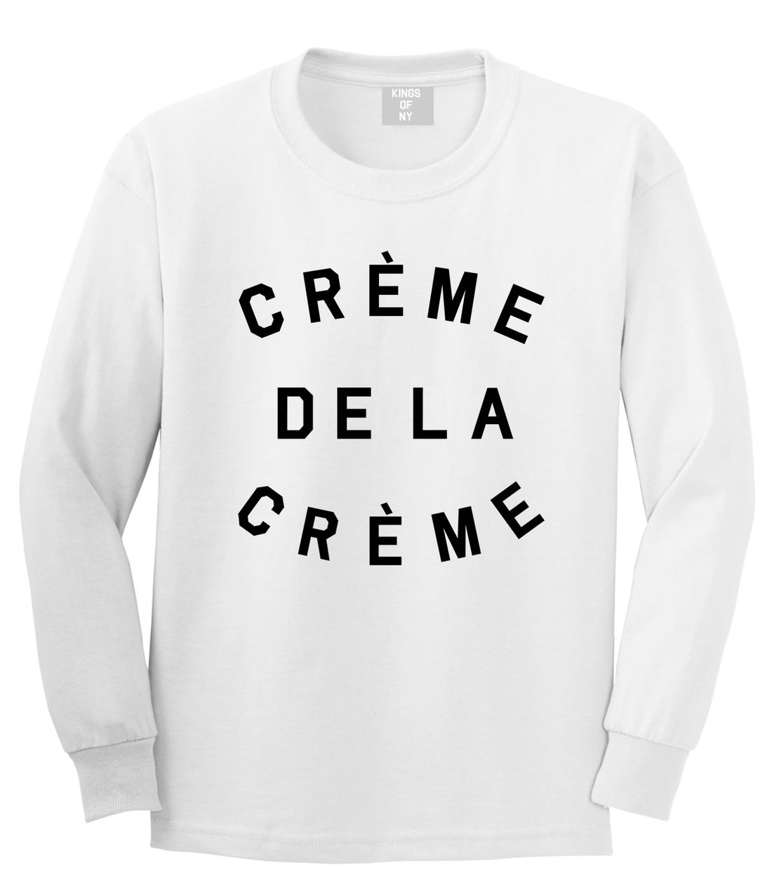 Creme De La Creme Celebrity Fashion Crop Long Sleeve T-Shirt in White by Kings Of NY