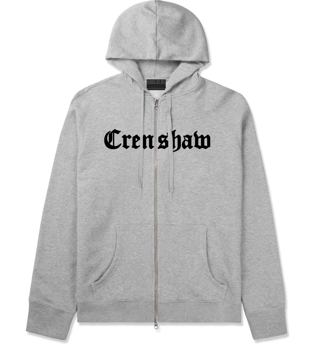 Crenshaw Old English California Zip Up Hoodie in Grey By Kings Of NY