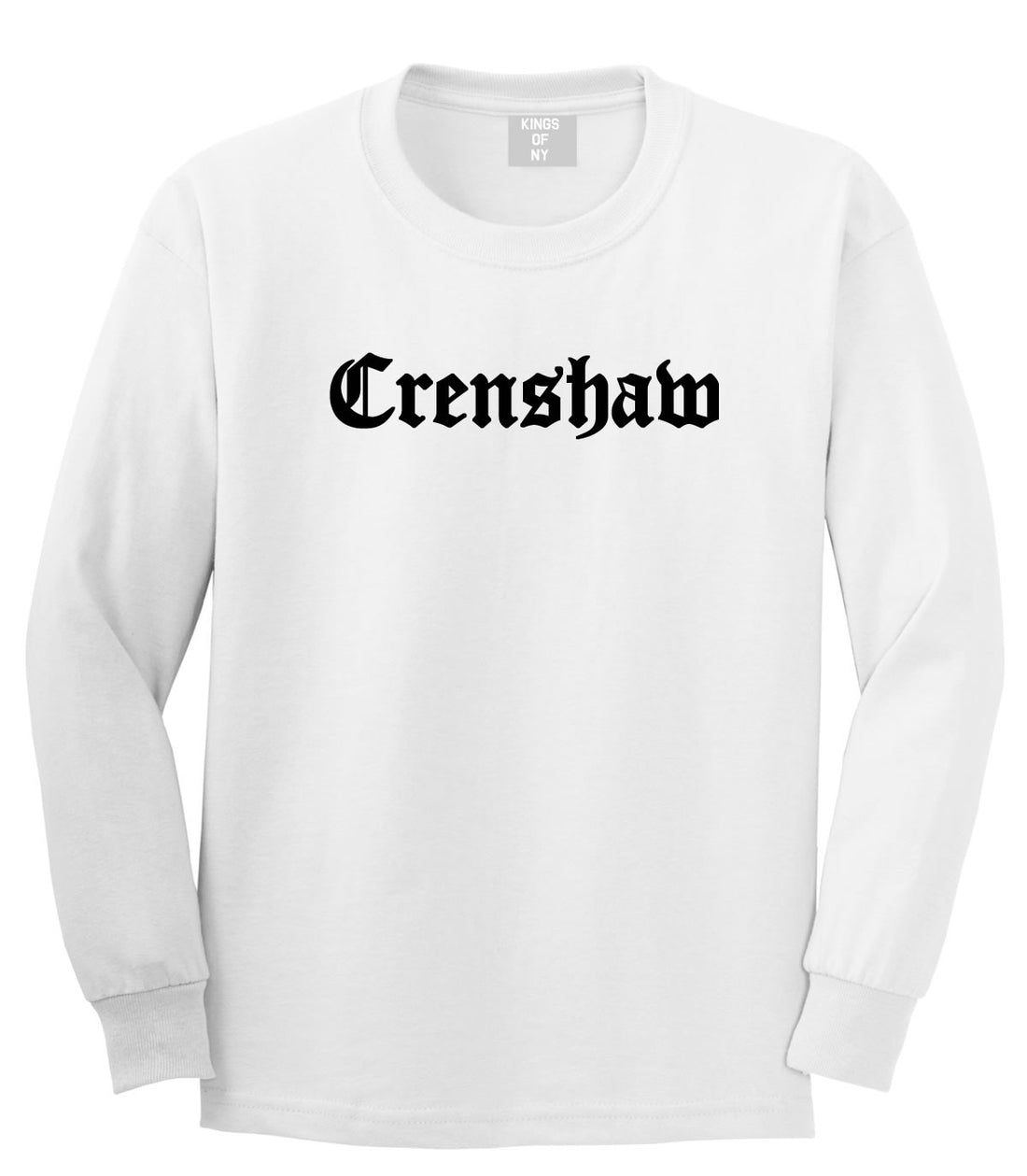 Crenshaw Old English California Long Sleeve T-Shirt in White By Kings Of NY