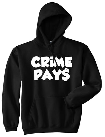 Crime Pays Bubble Letters Money Signs NYC Boys Kids Pullover Hoodie Hoody In Black by Kings Of NY