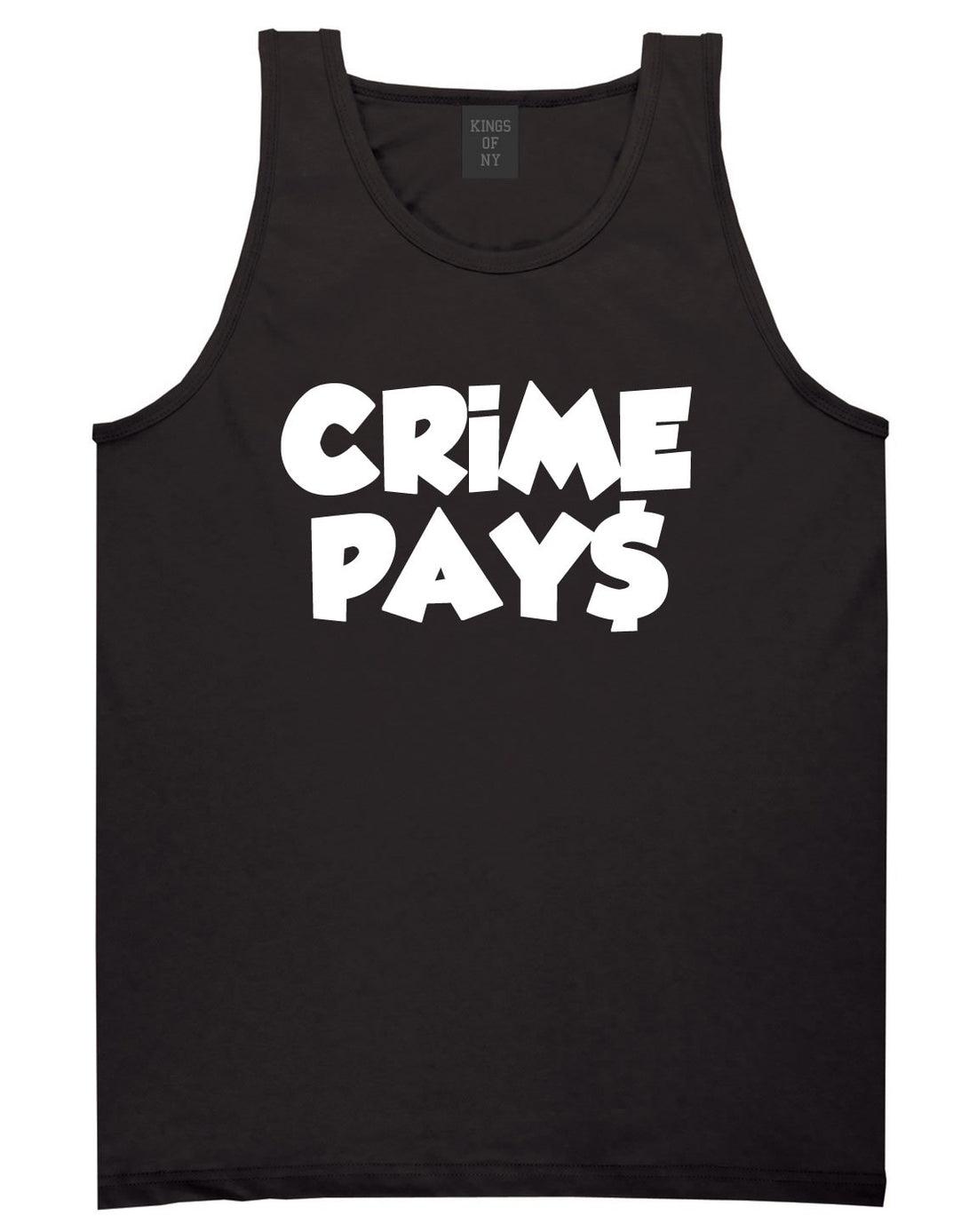 Crime Pays Bubble Letters Money Signs NYC Tank Top In Black by Kings Of NY