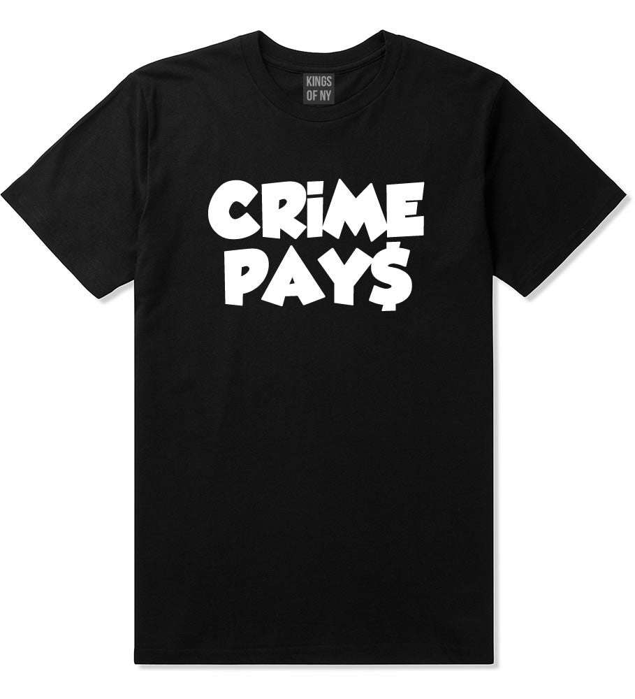 Crime Pays Bubble Letters Money Signs NYC Boys Kids T-Shirt In Black by Kings Of NY