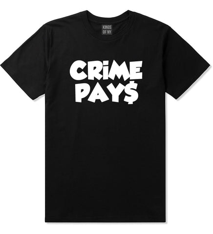 Crime Pays Bubble Letters Money Signs NYC T-Shirt In Black by Kings Of NY