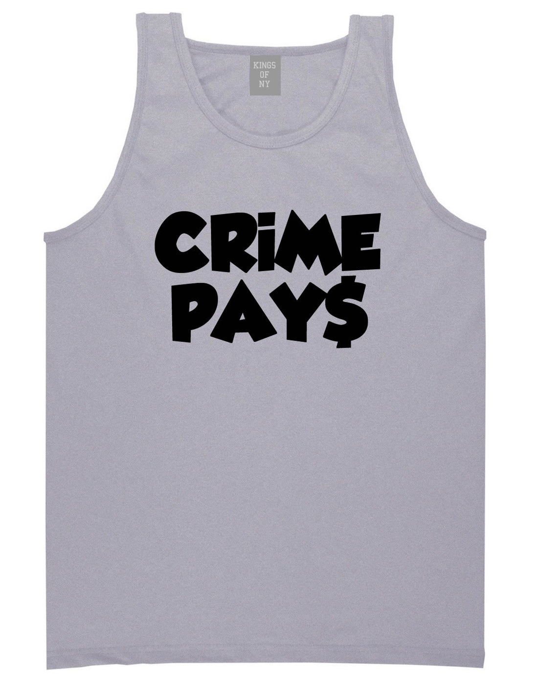 Crime Pays Bubble Letters Money Signs NYC Tank Top In Grey by Kings Of NY